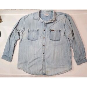 Y2K Carhartt Work wear Denim Long Sleeve Shirt WorkWear 2000s Medium